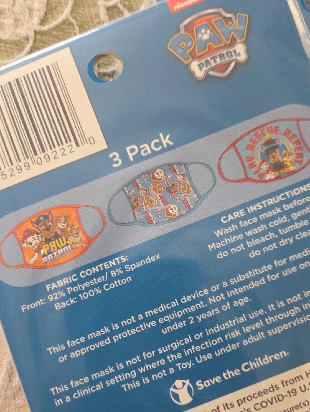 🌟 9 Paw Patrol Kids Face Masks — Orange with Blue and Yellow Accents